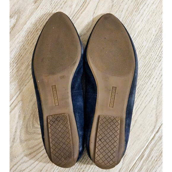 Talbots Suede Loafers Navy Blue Pointed Toe Driving Moccasins Womens Size 10W - Picture 7 of 8